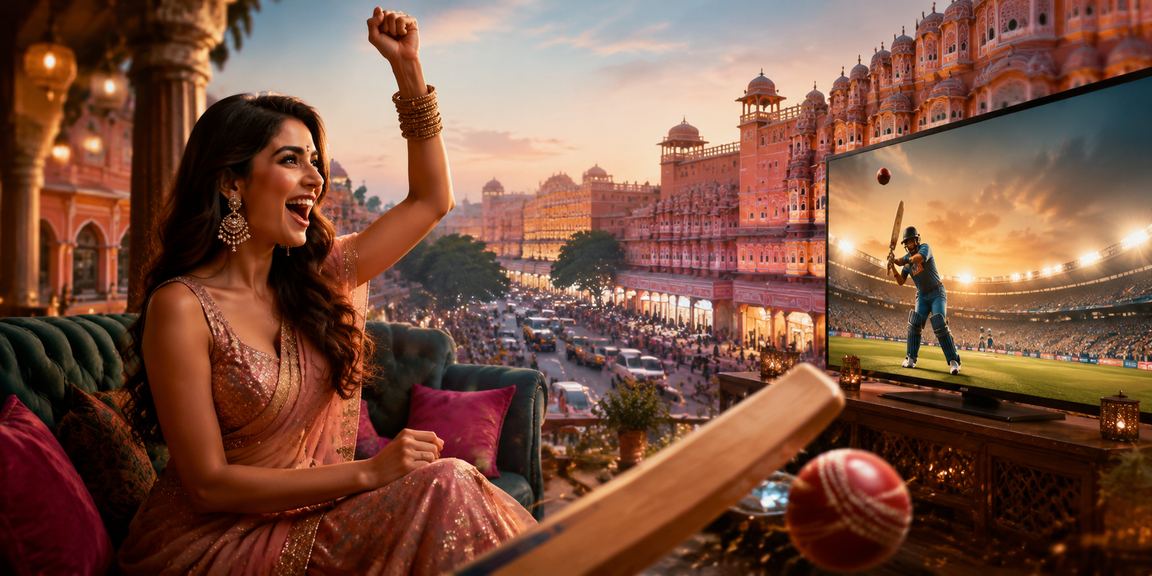 User placing live cricket bets on mobile in Jaipur
